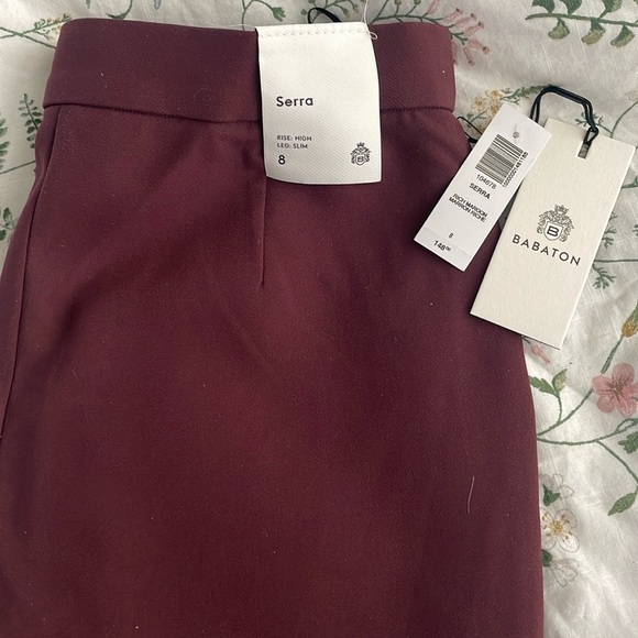 NWOT Babaton Serra pant in Rich maroon in size 8 - Picture 2 of 7